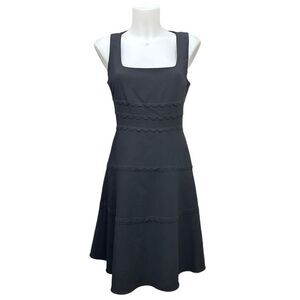 KOBI HALPERIN Black Square‎ Neck Fit & Flare Casual Short Dress Size 6